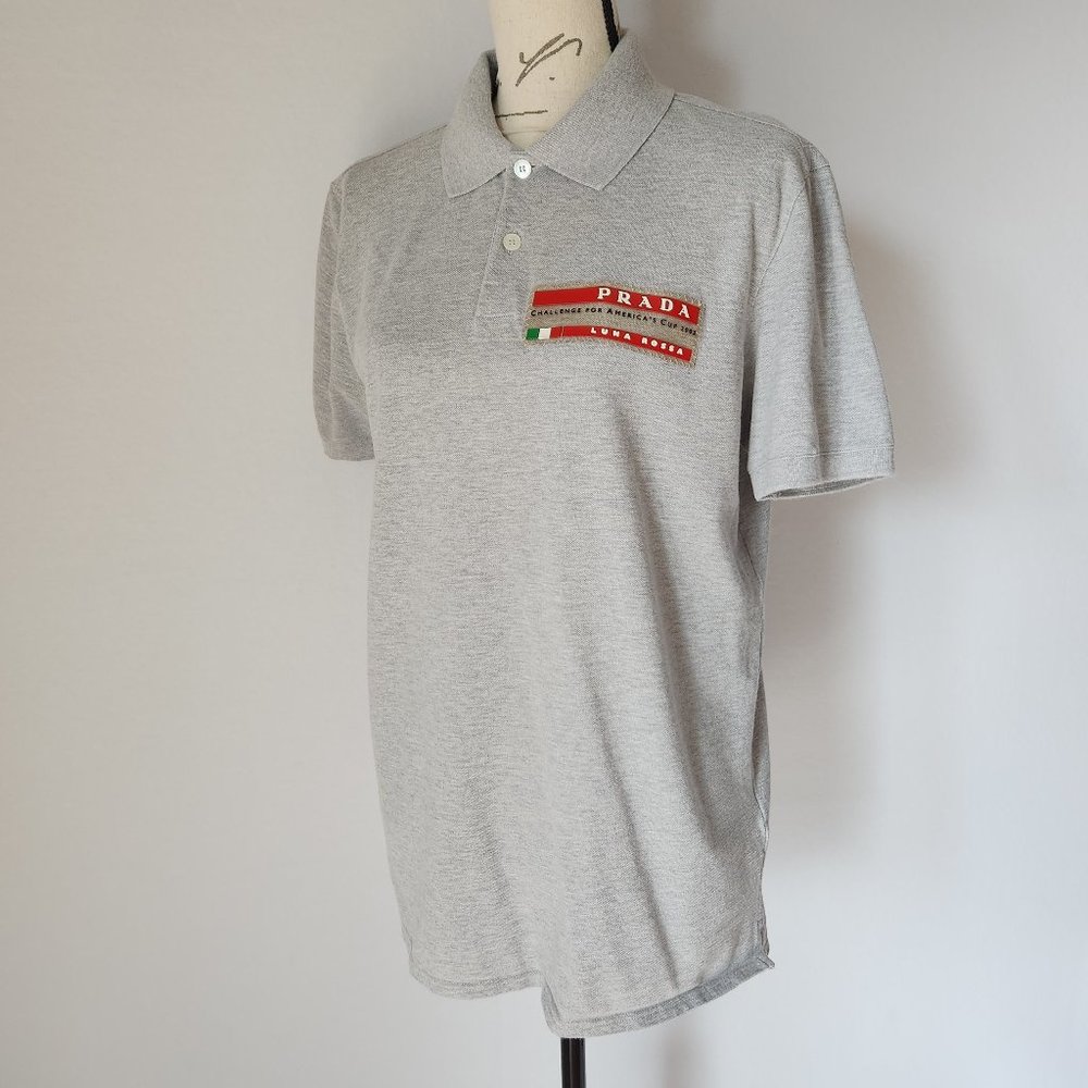 Vintage PRADA Luna Rossa Challenge for America s Cup 2003 Polo Shirt Grey